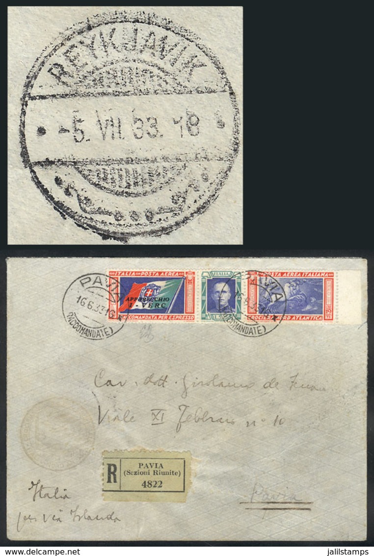 717 ITALY: 16/JUN/1931 North Atlantic Crossing: Cover Sent From Pavia, Flown From Roma To ICELAND, With Arrival Backstam - Zonder Classificatie