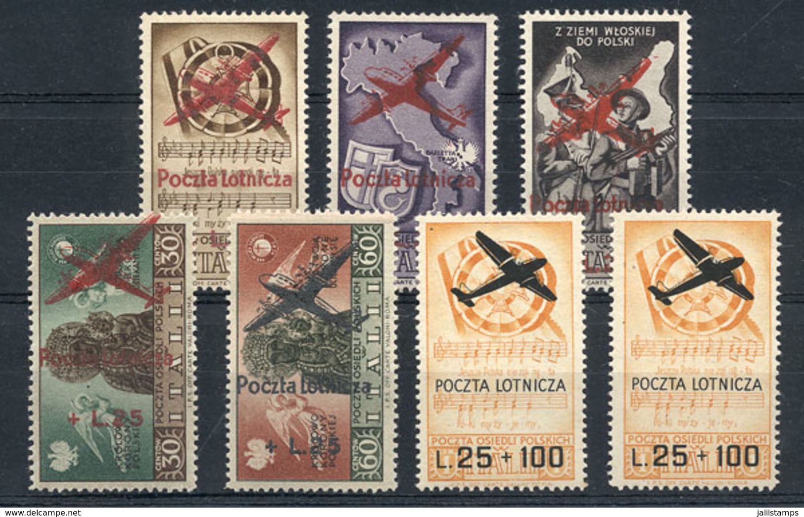 732 ITALY - POLISH CORPS: Interesting Group Of 7 Overprinted Stamps, The Low Value With A Crease, The Rest Of Excellent  - Unclassified