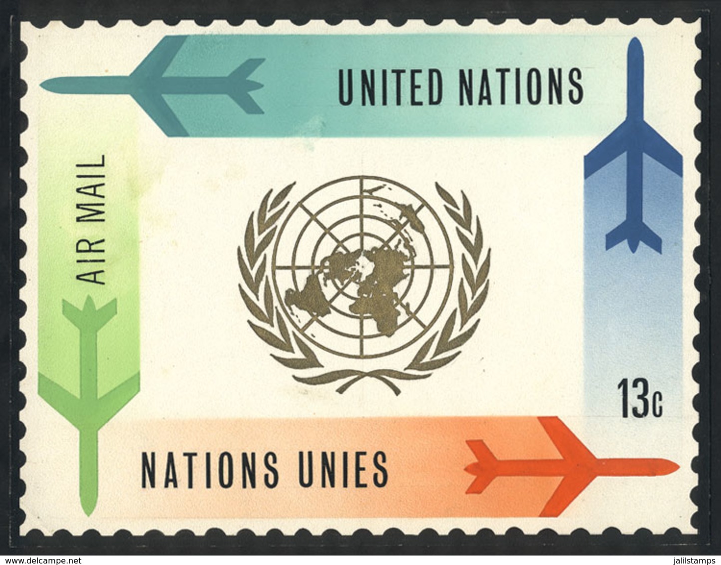 783 UNITED NATIONS: Year 1973, Unadopted Original Artist Design (by A. Medina Medina, From Uruguay) For A 13c. Stamp, Si - Andere & Zonder Classificatie