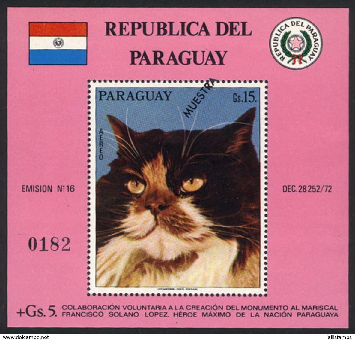 796 PARAGUAY: Circa 1974, 15G. Cat, With MUESTRA Overprint, MNH, VF Quality! - Paraguay