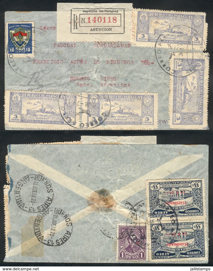 801 PARAGUAY: 17/JUN/1938 Asunción - Buenos Aires: Airmail Cover Flown By Aeroposta Argentina S.A. On Junkers Airplane,  - Paraguay