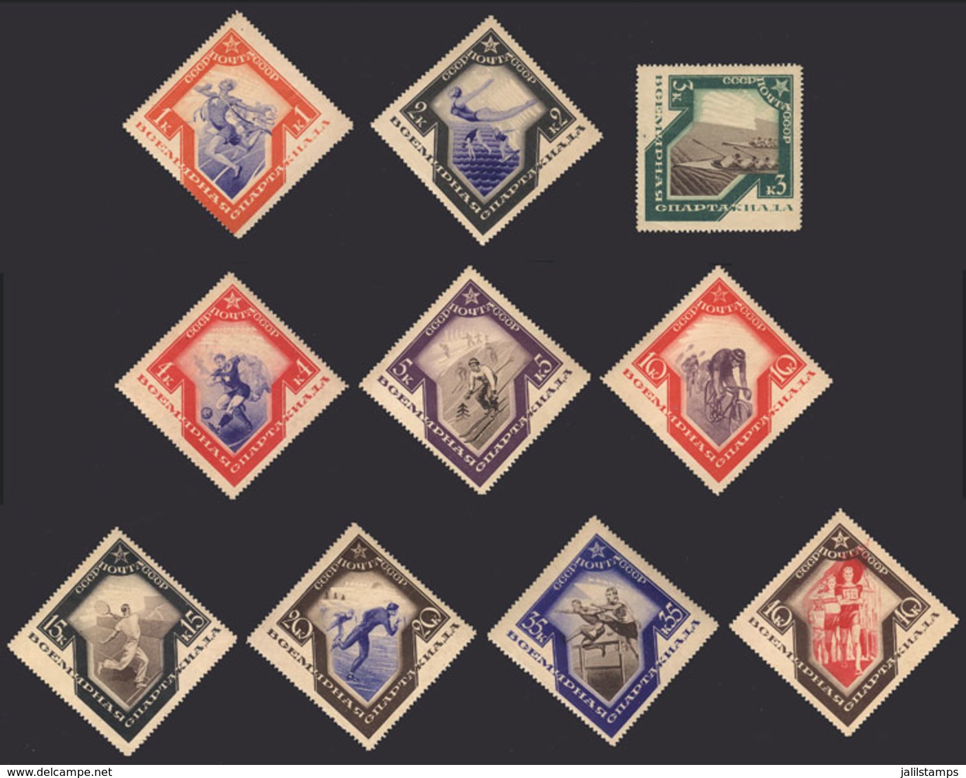 835 RUSSIA: Sc.559/568, 1935 Sport, Complete Set Of 10 Values, MNH, Very Fine Quality, Catalog Value US$1,100. - Andere & Zonder Classificatie