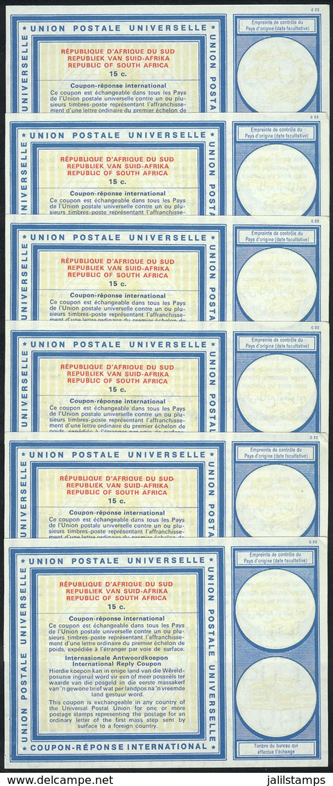 843 SOUTH AFRICA: 6 International Reply Coupons Of 15c., Very Fine Quality! - Andere & Zonder Classificatie