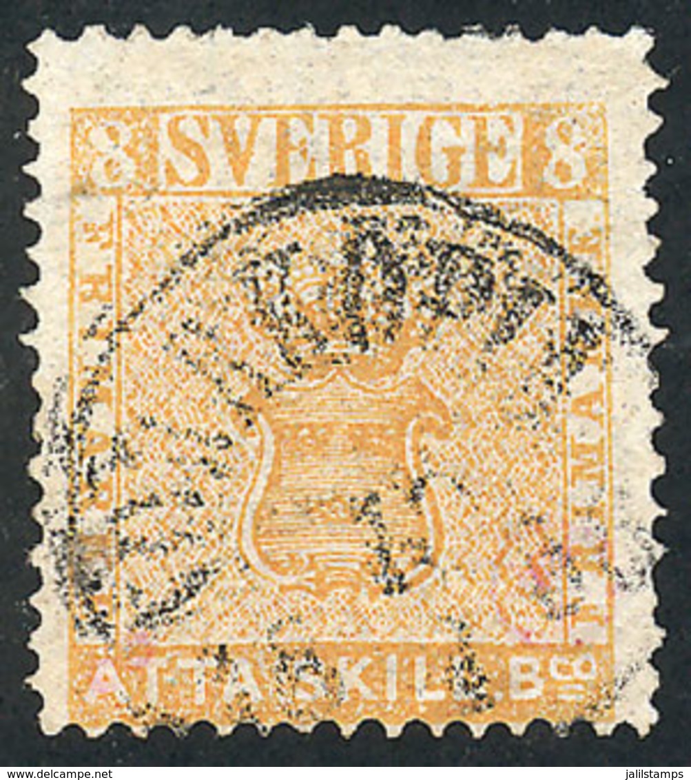 849 SWEDEN: Sc.4e, 1857 8s. Orange-yellow, Used, Fine Quality, Catalog Value US$575. - Autres & Non Classés