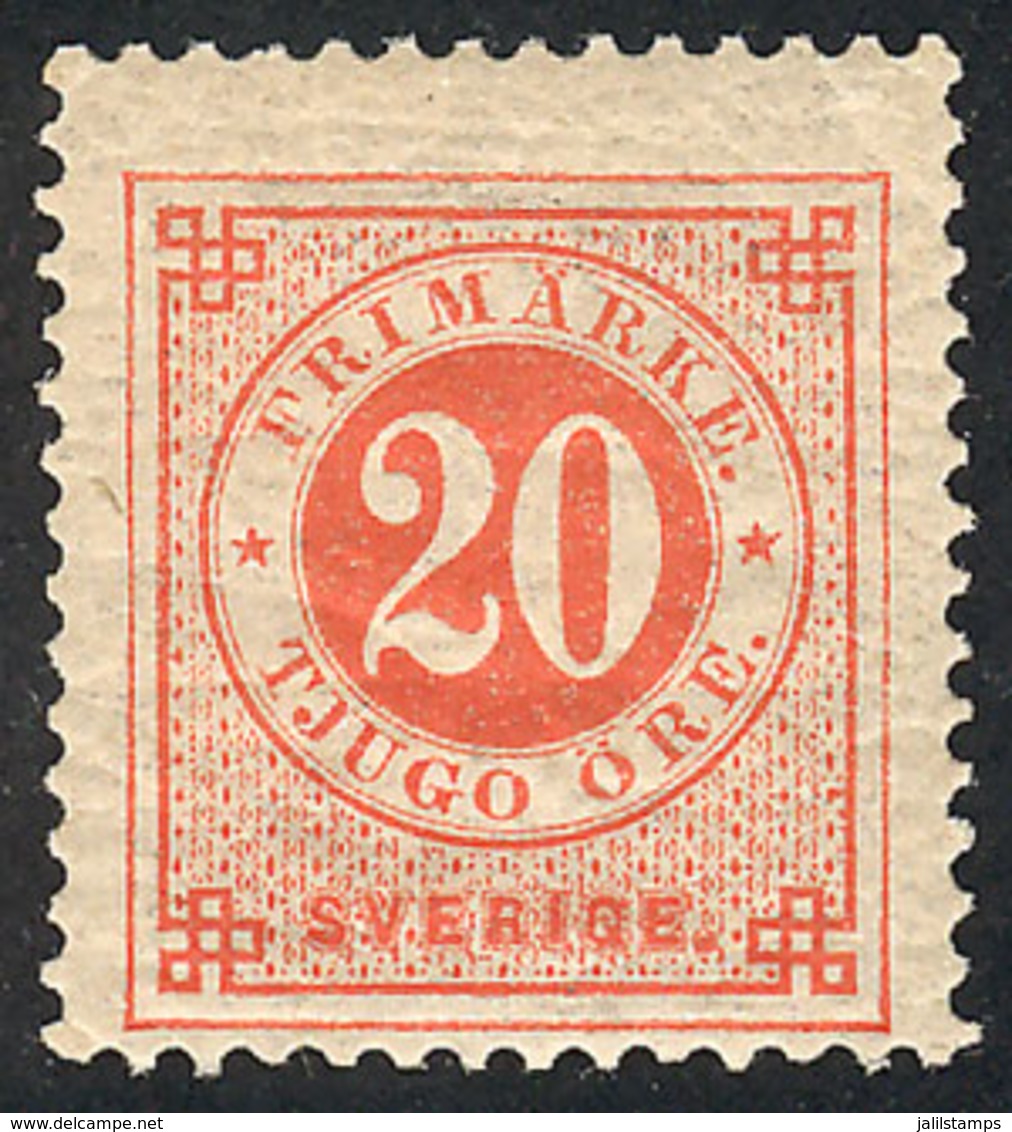857 SWEDEN: Sc.46, 1886/91 20o. Vermilion, Mint, VF Quality, Catalog Value US$125. - Otros & Sin Clasificación