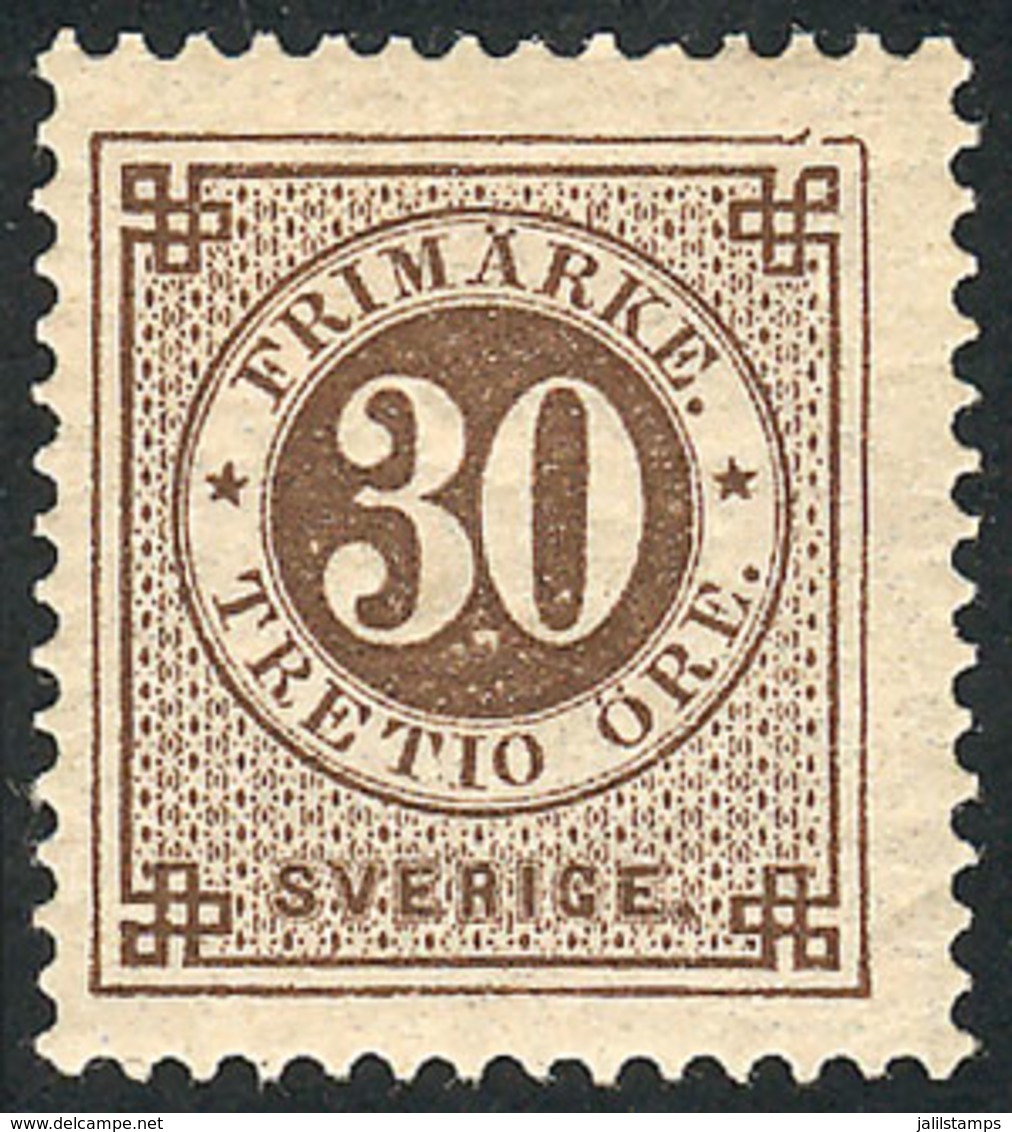 858 SWEDEN: Sc.47, 1886/91 30o. Light Brown, Mint, VF Quality, Catalog Value US$210. - Autres & Non Classés