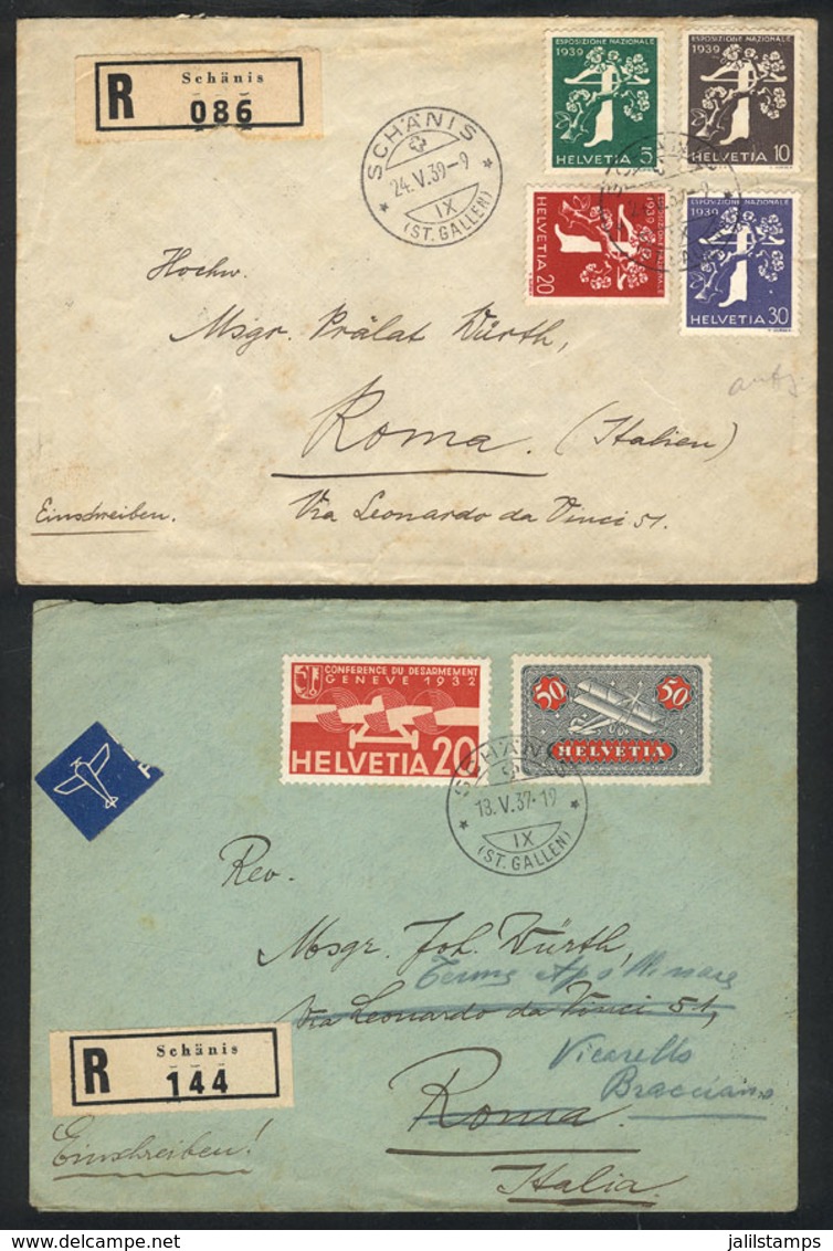 882 SWITZERLAND: 2 Covers Sent To Roma In 1937 And 1939, Nice Postages! - ...-1845 Prephilately