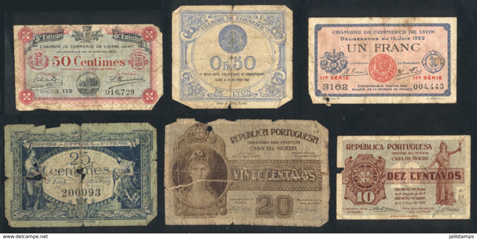 923 WORLDWIDE: 6 Old BANKNOTES (paper Money) Of Varied Countries, With Defects But Very Interesting! - Other & Unclassified