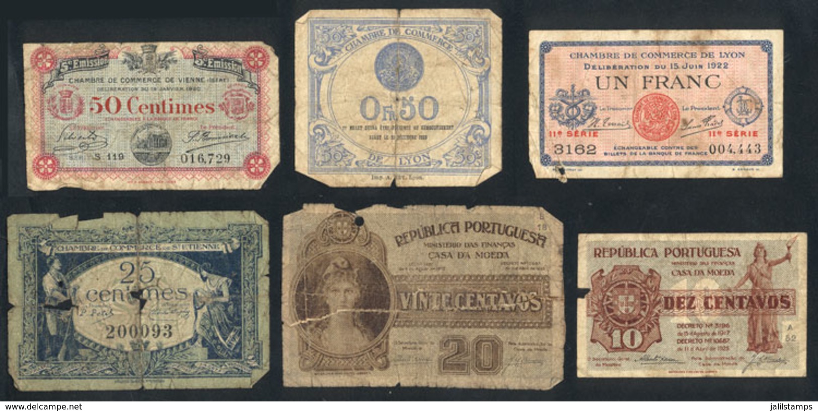 923 WORLDWIDE: 6 Old BANKNOTES (paper Money) Of Varied Countries, With Defects But Very Interesting! - Andere & Zonder Classificatie