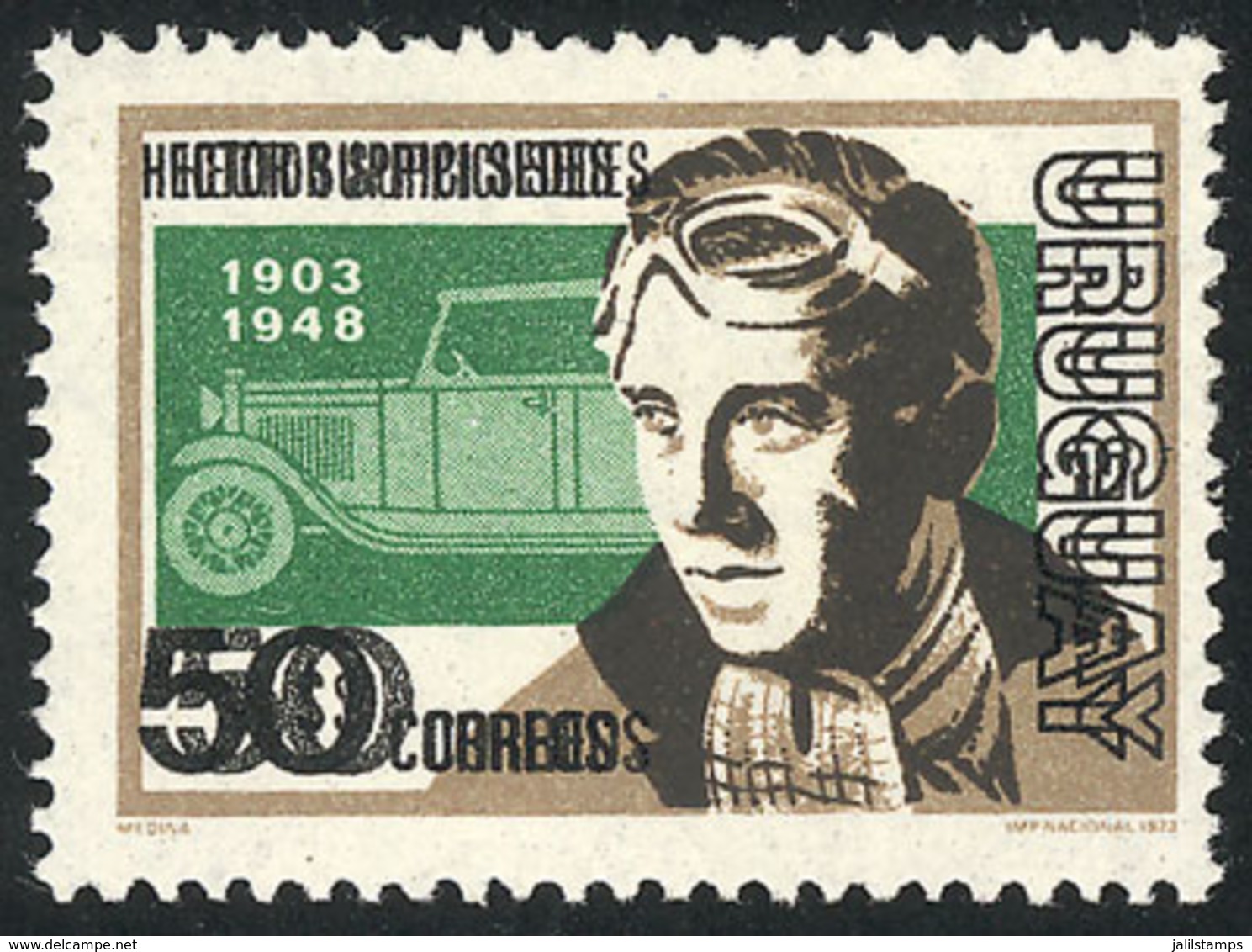 930 URUGUAY: Sc.875, 1974 Car Racing, With VARIETY: Double Impression Of Black Color, Excellent! - Uruguay