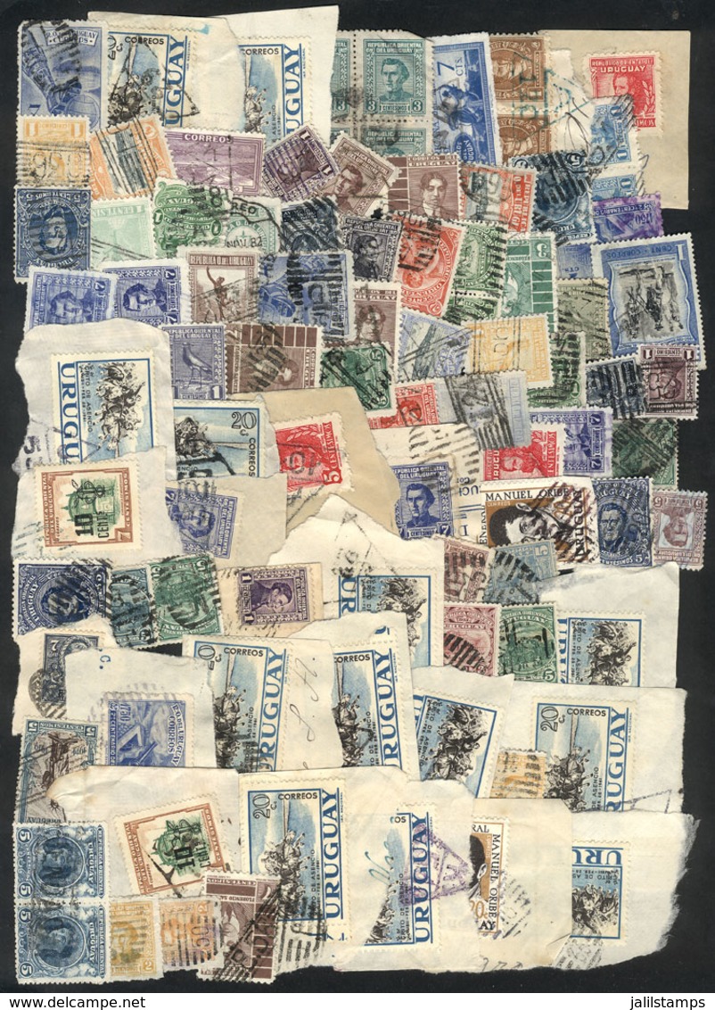 958 URUGUAY: Large Number Of Used Stamps (on Fragments Or Singles) With Very Interesting Cancels, VF Opportunity For The - Uruguay