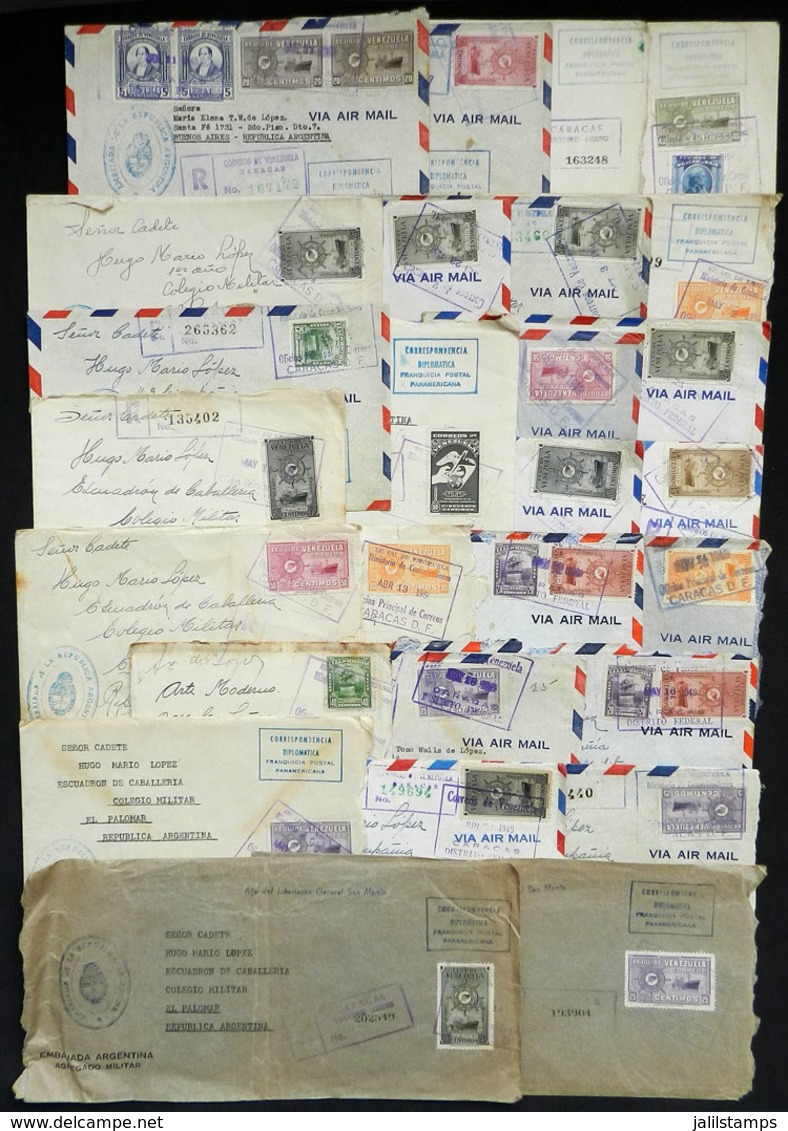 969 VENEZUELA: 27 Covers Sent To Argentina In 1949/50, With Complete Or Partial (paying The Airmail Surcharge) Diplomati - Venezuela