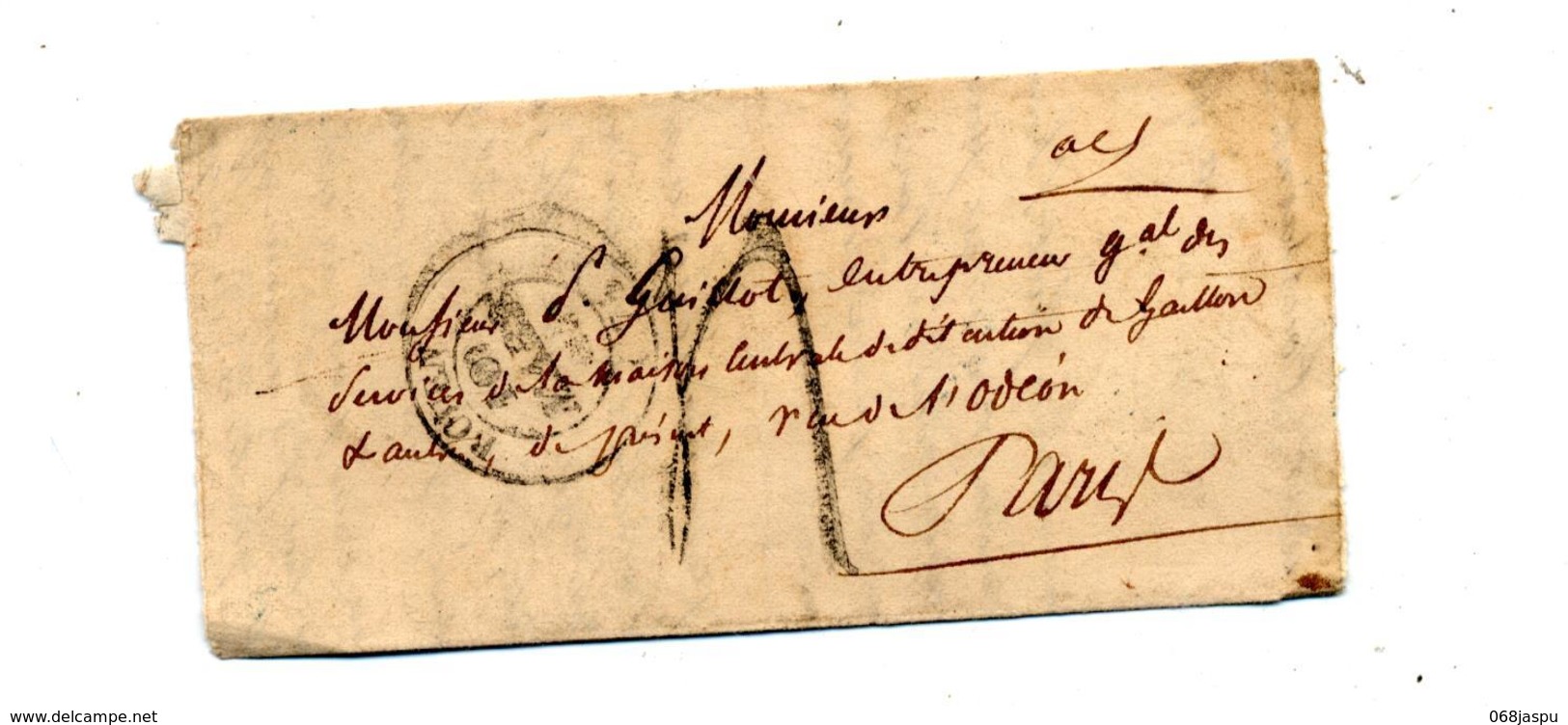 Lettre  Cachet Rouen  ? Decimes + Paris Bleu + G.II + ??? - 1801-1848: Précurseurs XIX