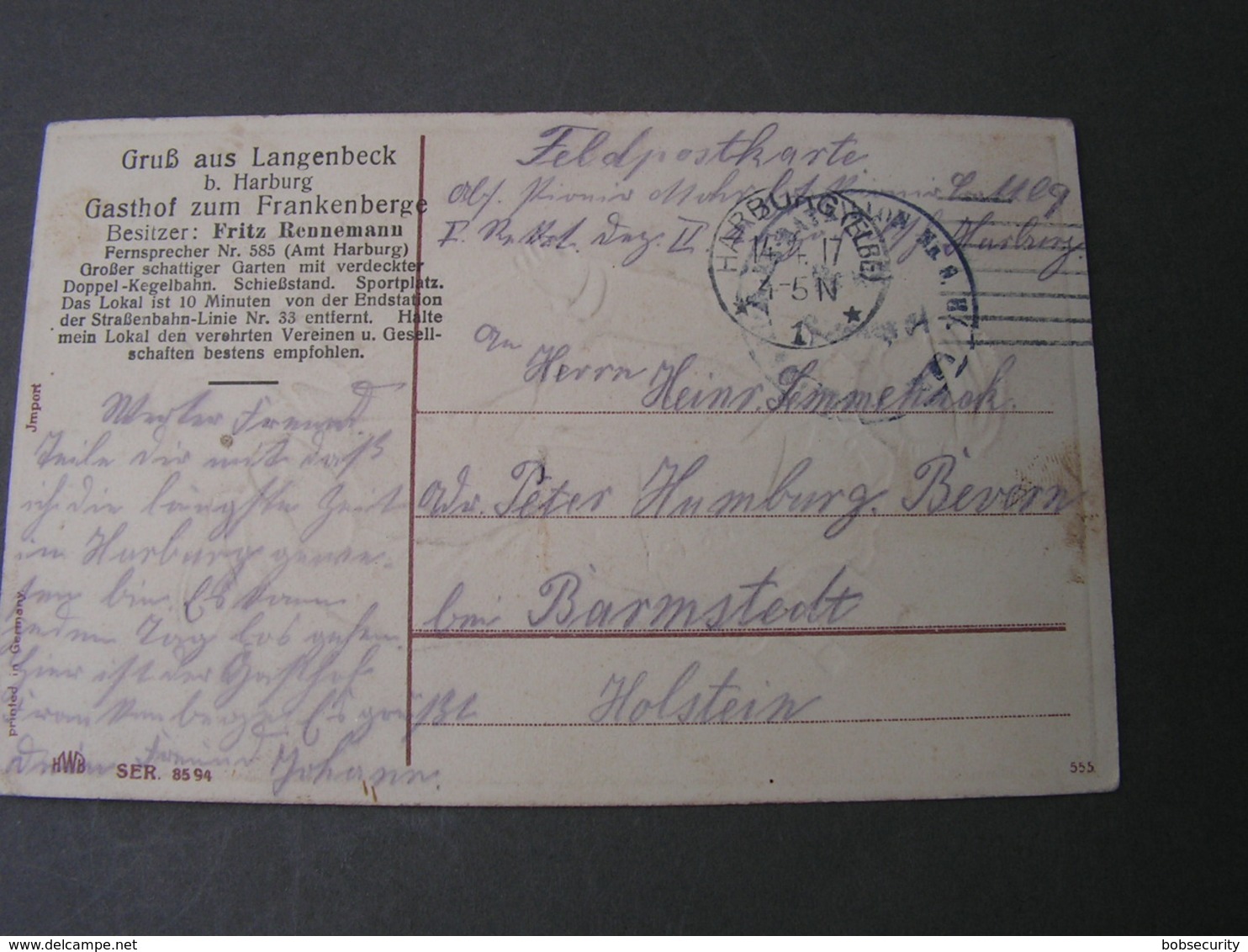 Hamburg Langenbeck  Gasthof Karte Reklame Und Dackel .. 1917 - Wandsbek