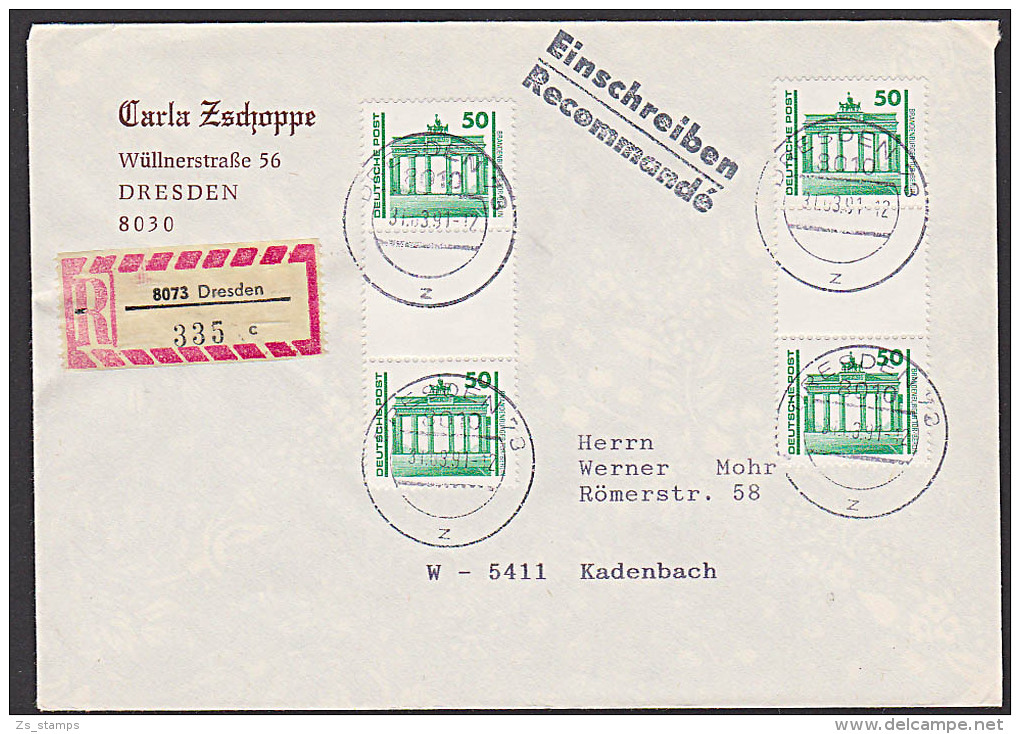 Germany East  DDR VGO R-Brief Mit Senkr. Zdr. Berlin Brandenburger Tor SZ 25 (2), Portogenau - Se-Tenant