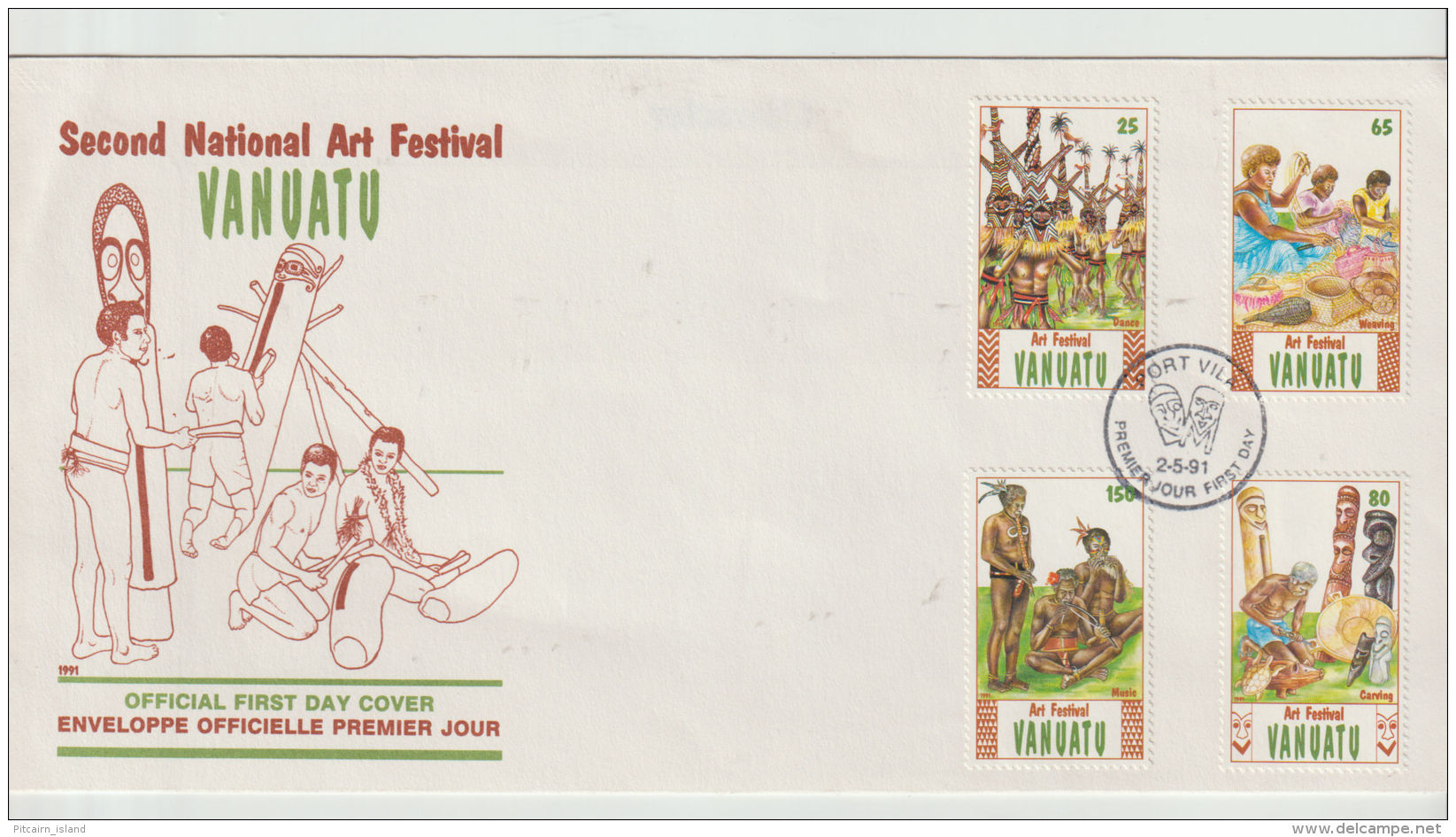 Vanuatu FDC 1991 Kunst Art  Festival  Mi.nr. 860-863 - Vanuatu (1980-...)