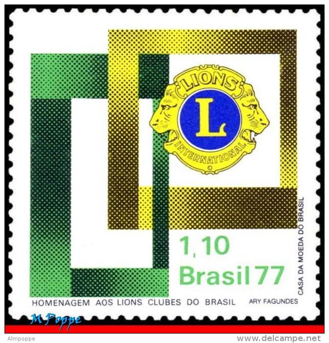 Ref. BR-1499 BRAZIL 1977 LIONS, 25TH ANNIV. OF BRAZILIAN, LIONS INTL., EMBLEM, MI# 1589, MNH 1V Sc# 1499 - Unused Stamps