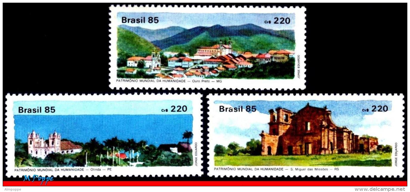 Ref. BR-1979-81 BRAZIL 1985 ARCHITECTURE, HERITAGE OF HUMANITY,, CHURCHES, SET MNH 3V Sc# 1979-1981 - Ungebraucht