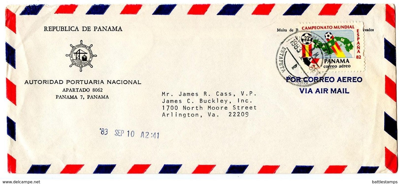 Panama 1983 Airmail Cover To U.S. W/ Scott C438 World Cup Soccer - Panama