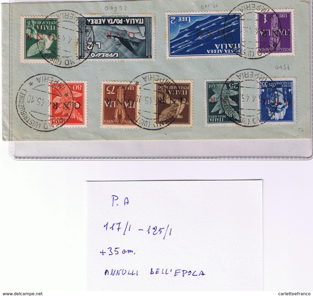 Posta Aerea GNR Numeri Sassone 117/1 - 125/1 + 35c- Annulli Dell' Epoca - Airmail