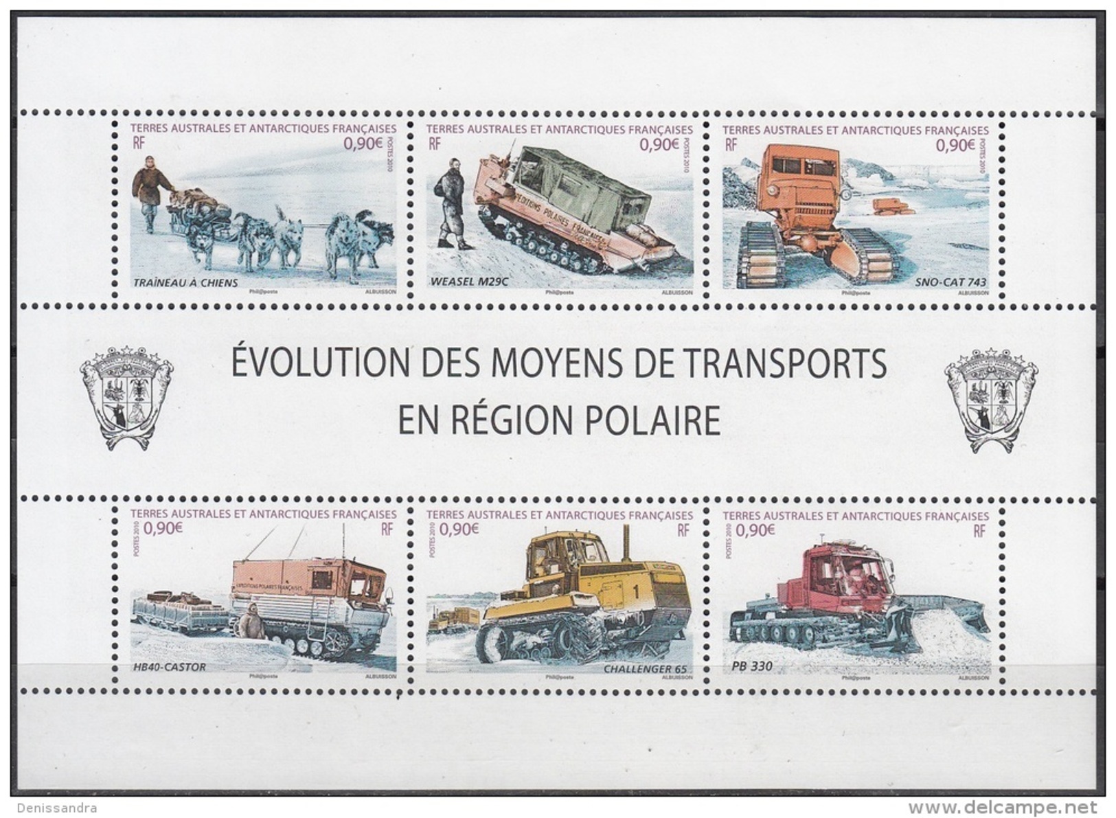 TAAF 2010 Yvert Feuille Complet 560 - 565 Neuf ** Cote (2017) 21.00 Euro Evolution De Moyens De Transport - Blocks & Sheetlets