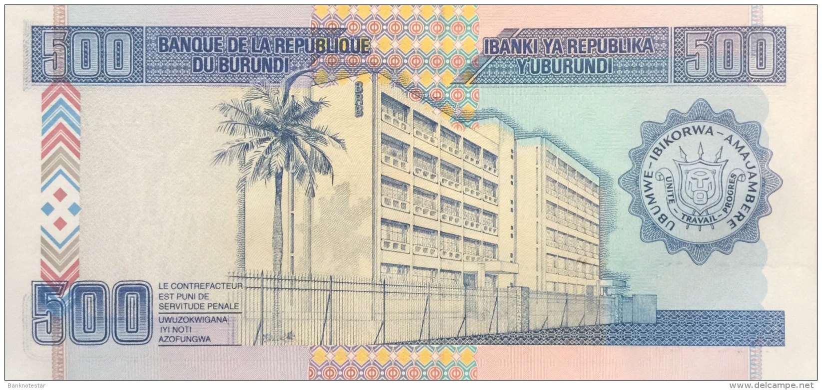 Burundi 500 Francs, P-38b (1999) UNC - Burundi