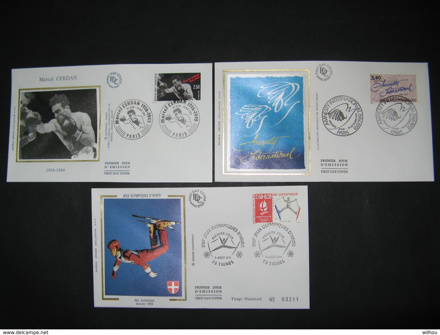 LOT DE 39 FDC SUR SOIE 1991 TOUTES DIFFERENTES PARFAIT ETAT