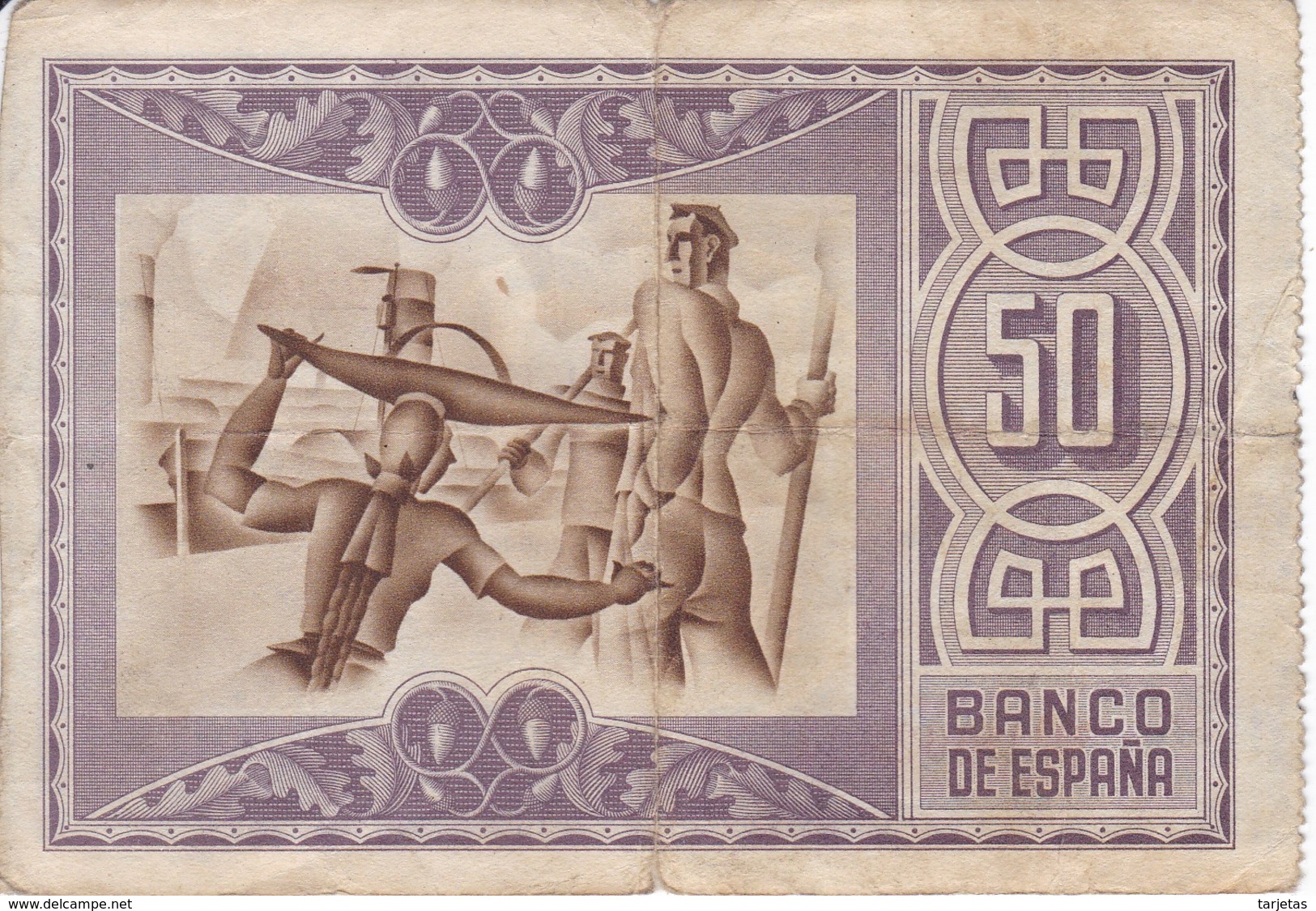 BILLETE DE ESPAÑA DE 50 PTAS DEL BANCO DE ESPAÑA-BILBAO DEL AÑO 1937 (CAJA AHORROS VIZCAINA) - 50 Pesetas