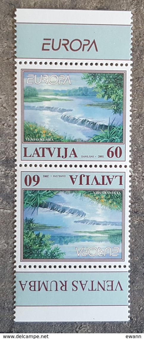 Lettonie - YT N°514 - Paire Tête Bêche - L'eau, Richesse Naturelle / Europa - 2001 - Neufs - Lettland