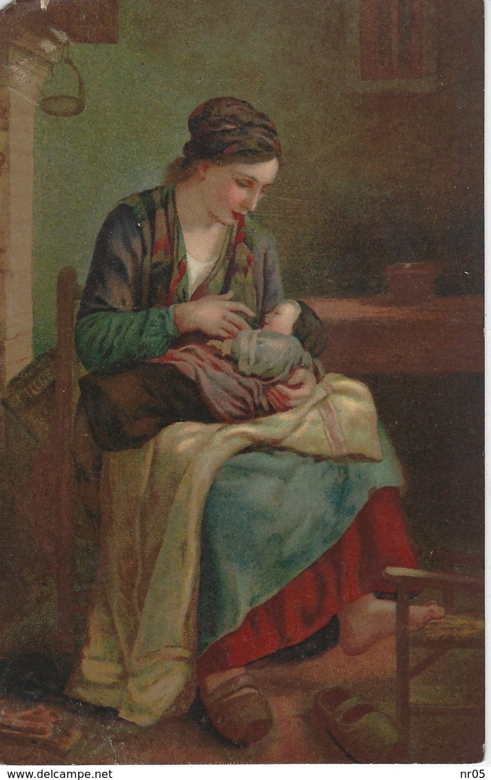 CPA ART PEINTURE - J F MILLET - Paysanne Allaitant ( Musée Du Louvre ) - Malerei & Gemälde