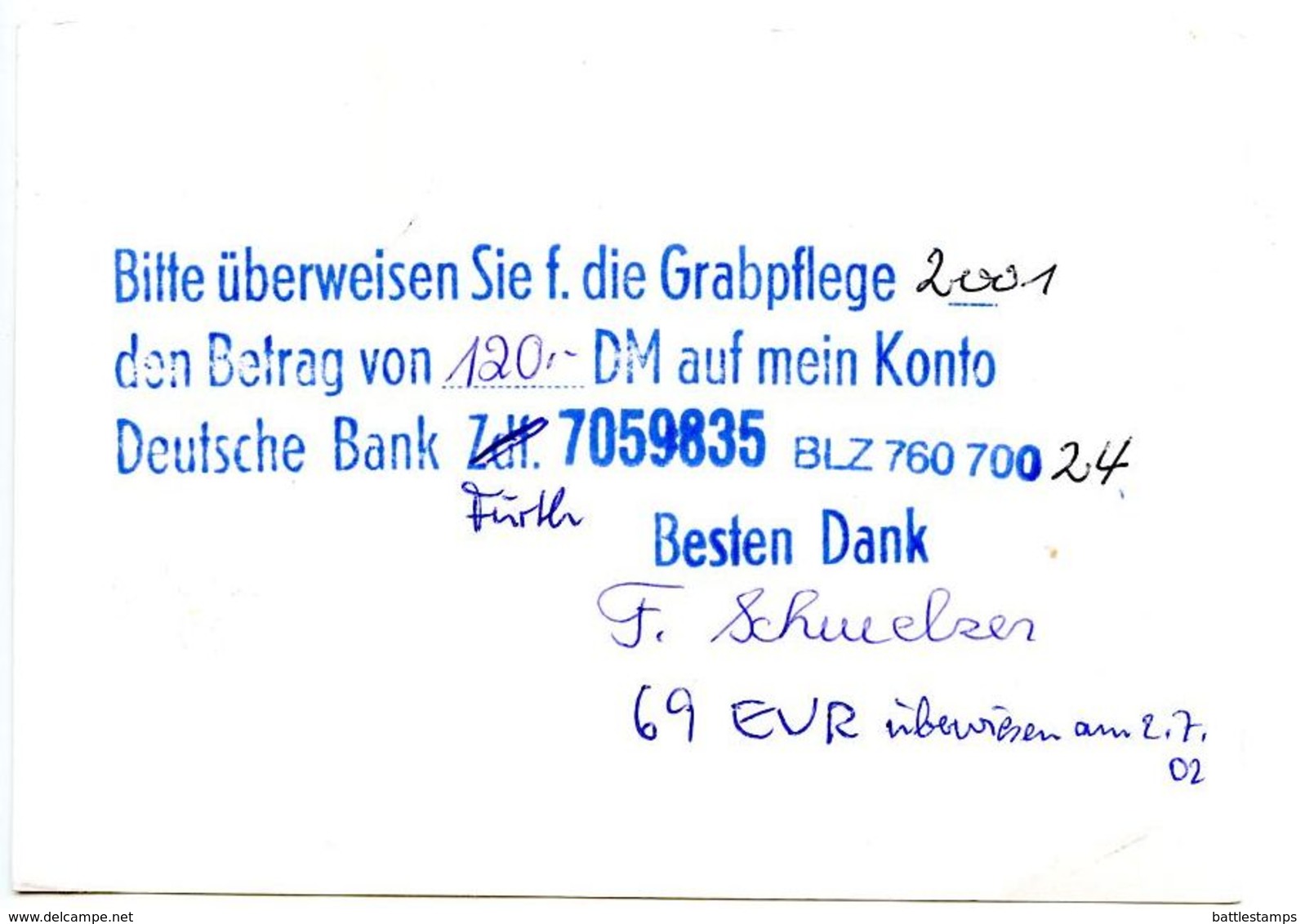 Germany 2002 Used 100pf. / 15c. Schwerin Castle Postal Card To Neustadt - Postcards - Used