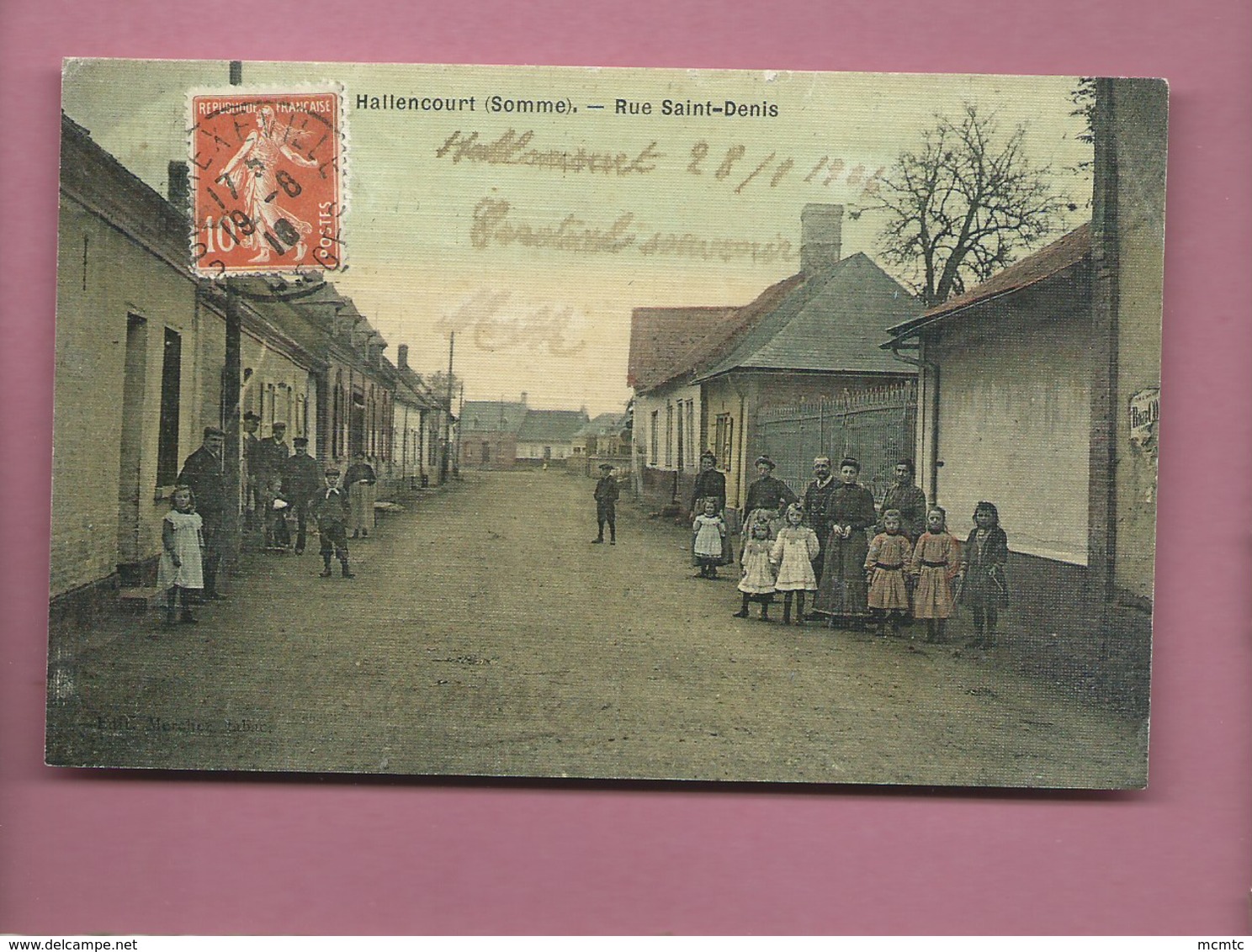 CPA Décollée  - Hallencourt  -(Somme) - Rue Saint Denis - Autres & Non Classés