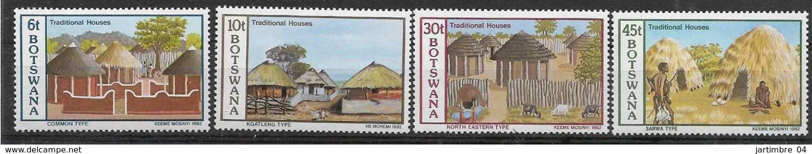 1982 BOTSWANA 447-50** Habitat Traditionnel - Botswana (1966-...)