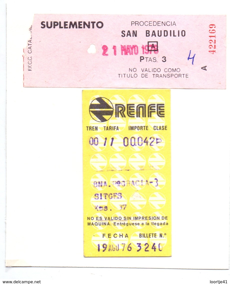 Ticket Treinkaartje Biljet Spoorwegen - Chemins De Fer - Billete Tren - Espagne Renfe 1976 -  2 Pièces - Europe