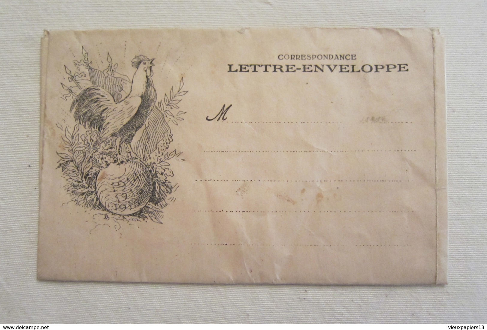 WW1 Correspondance Lettre-Enveloppe COQ Franchise Militaire - Non Utilisée - Guerre 1914 1918 - Guerre De 1914-18