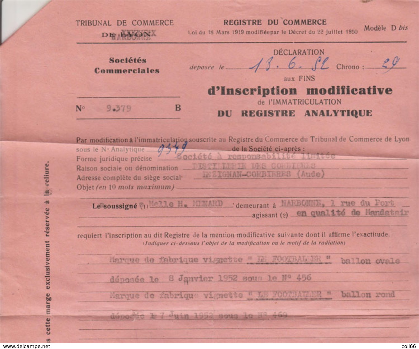 1951 RARE Brevet Invention + 6 photos Bouteille Forme Joueur de Rugby et Foot Distillerie Lezignan-Corbieres 11