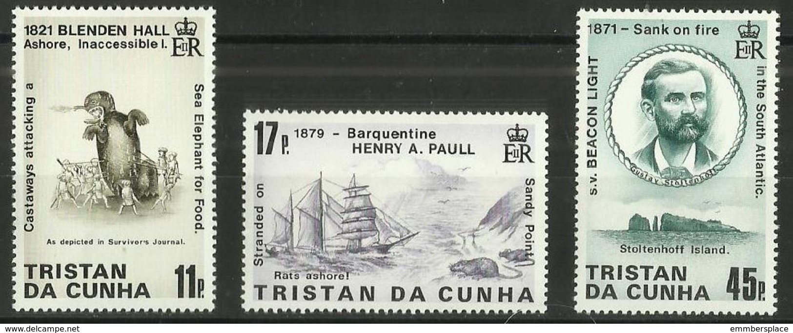 Tristan Da Cunha - 1987 Shipwrecks Issue 3 Set Of 3 MNH **     SG 426-8    Sc 412-4 - Tristan Da Cunha