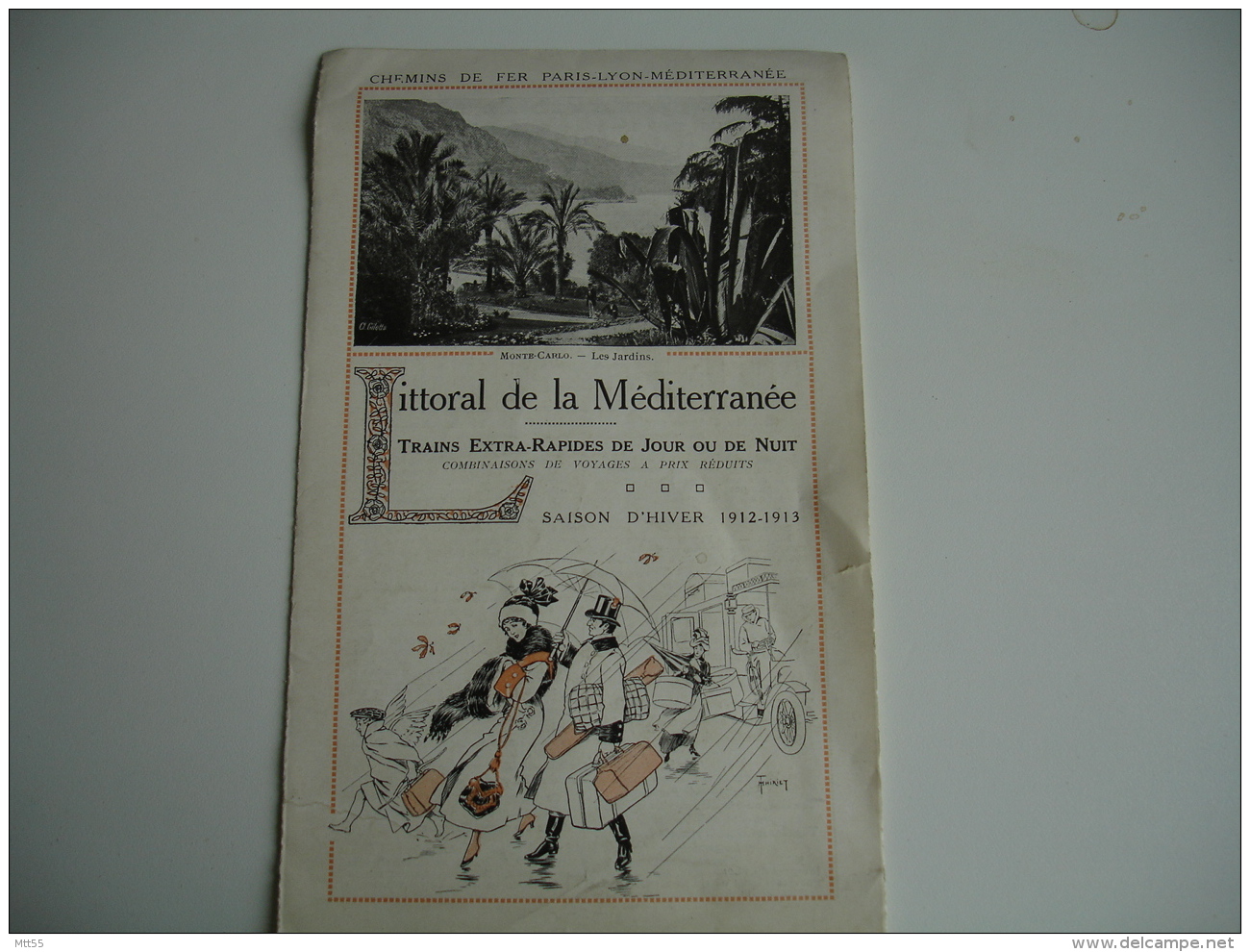 Depliant P L Mtrain Littoral Mediterranee Train Ultra Rapide 1912.1913 - Dépliants Touristiques