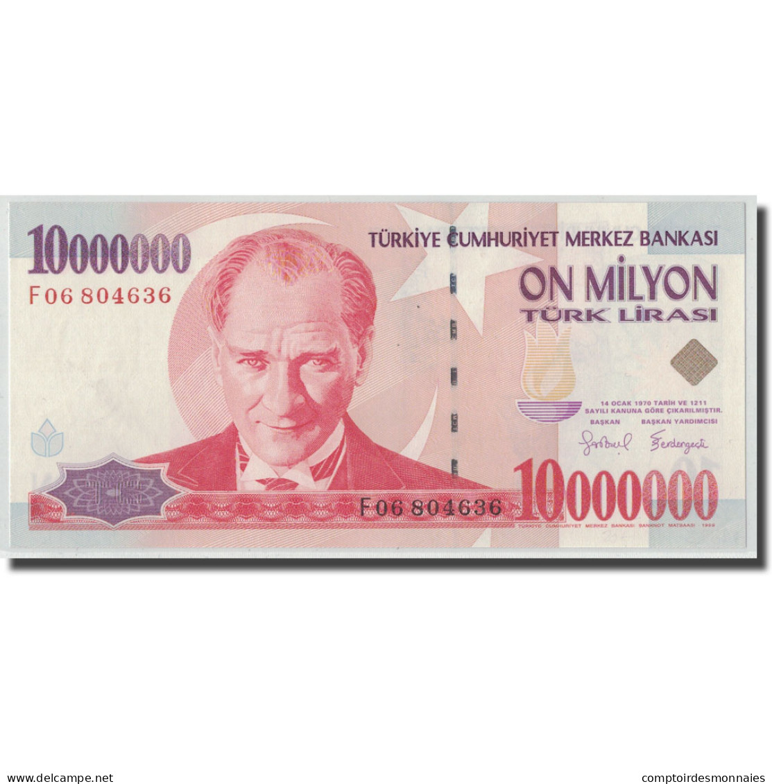 Billet, Turquie, 10,000,000 Lira, L.1970 (1999), 1970-01-26, KM:214, NEUF - Turquie