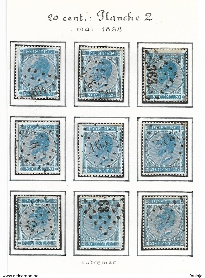 N°18 (9x) Planche II - Mai 1868 Outremer (Lot 1521) - 1865-1866 Profile Left