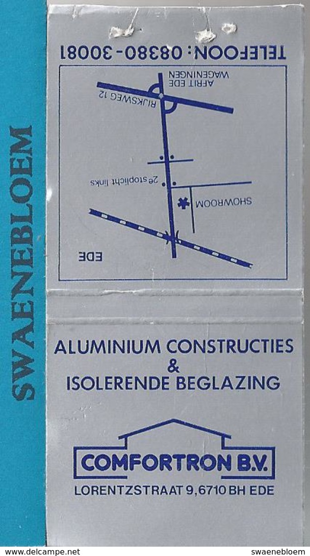 Matchbook.- COMFORTRON LORENTZSTRAAT 9, EDE. ALUMINIUM CONSTRUCTIES & ISOLERENDE ... Pochette D'Allumettes. Lucifermapje - Luciferdozen