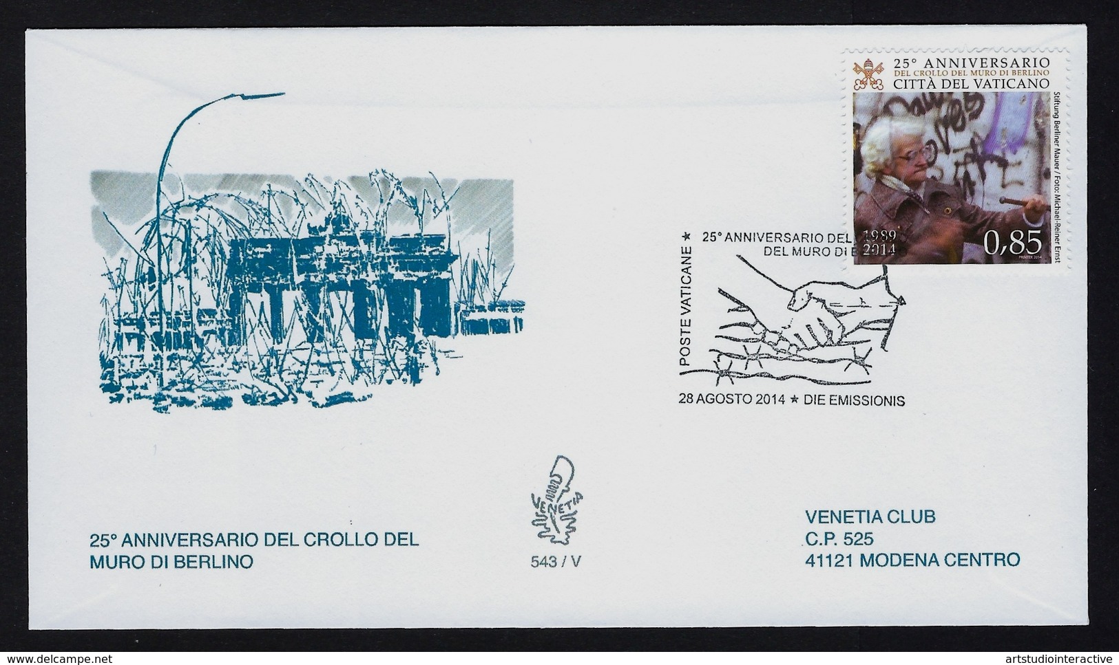 2014 VATICANO "25° ANNIVERSARIO CROLLO MURO DI BERLINO" FDC VENETIA - FDC