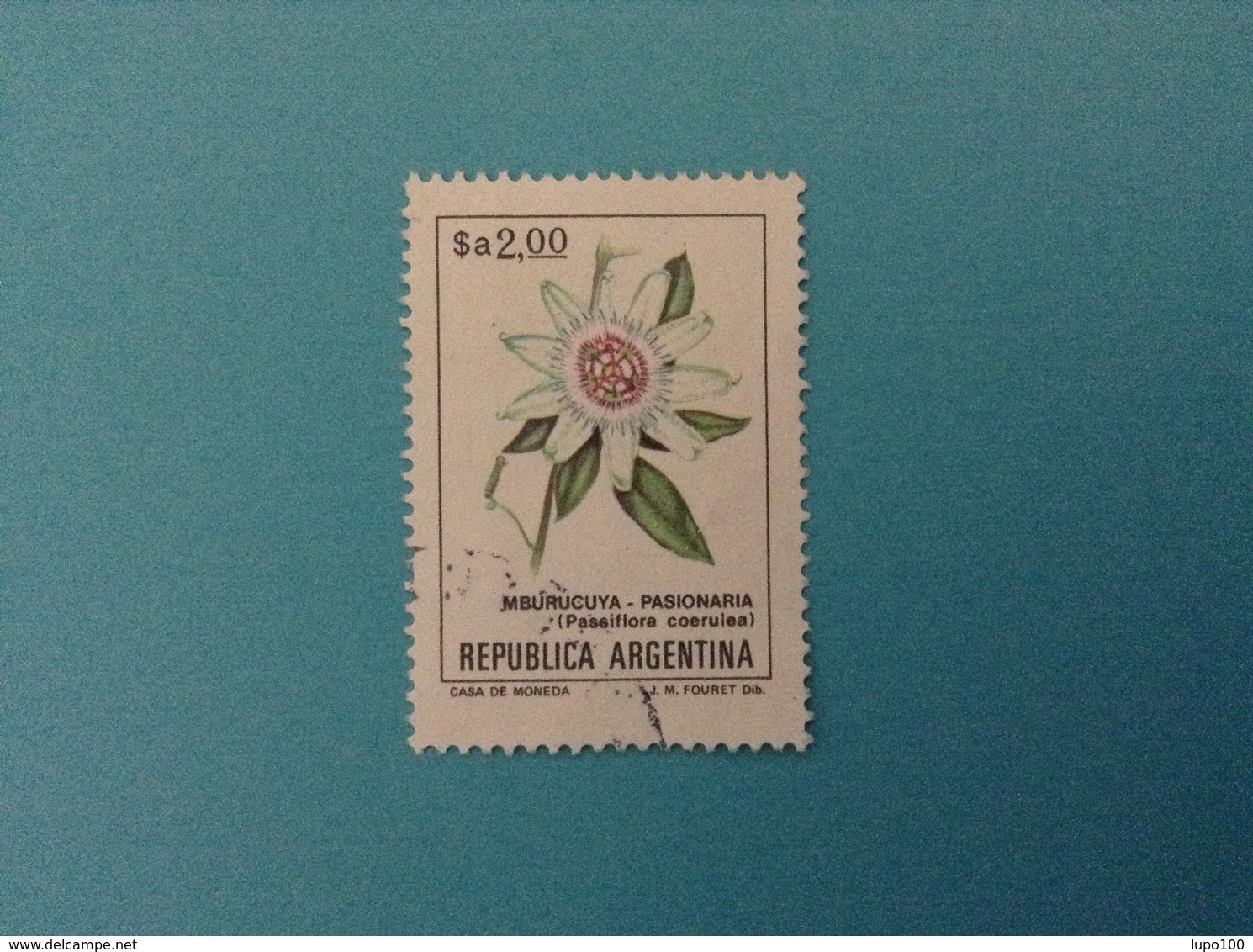 ARGENTINA FRANCOBOLLO USATO STAMP USED FIORI PIANTE PASIONARIA 2,00 - Posta Aerea