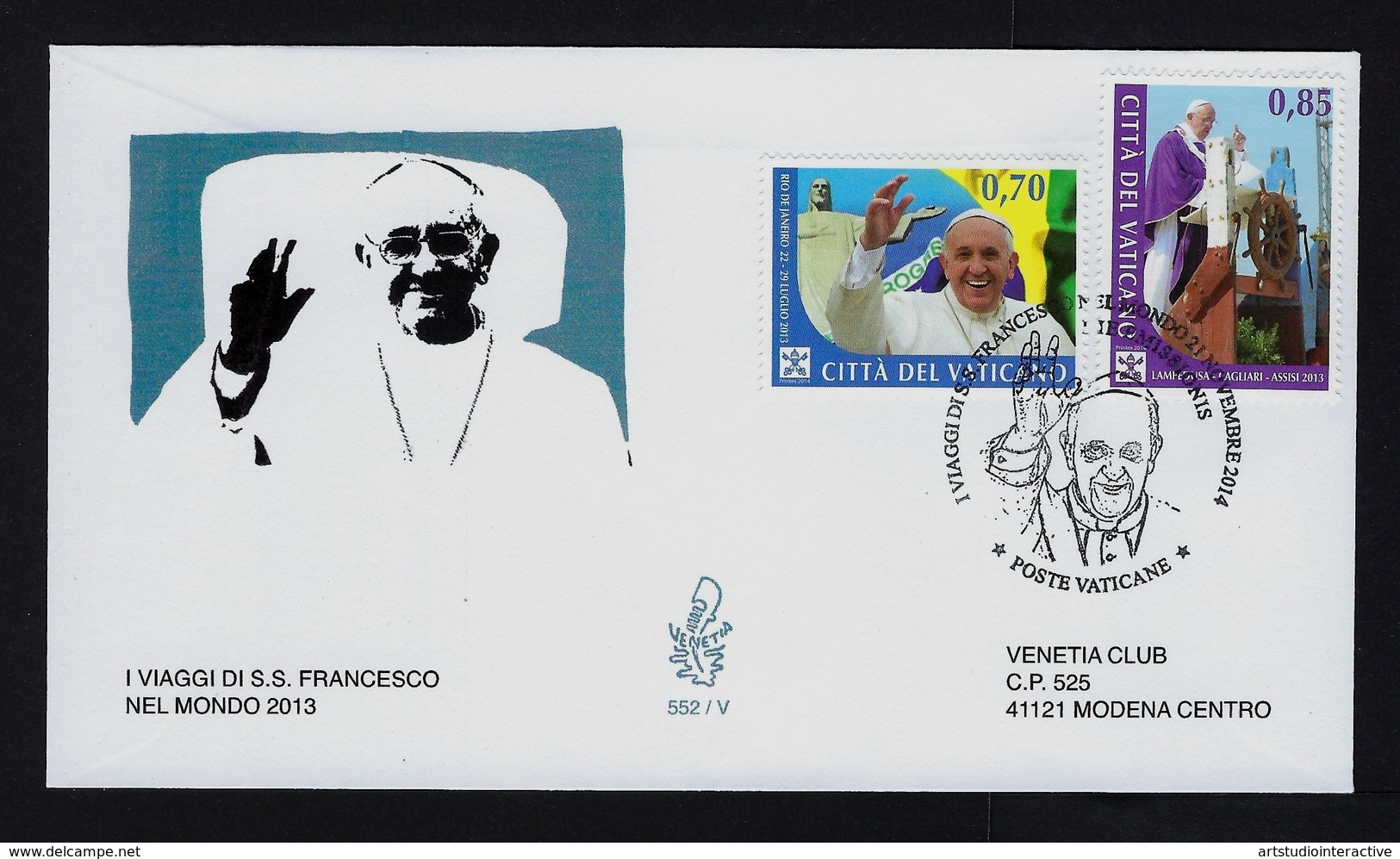 2014 VATICANO "VIAGGI PAPA FRANCESCO" FDC VENETIA - FDC