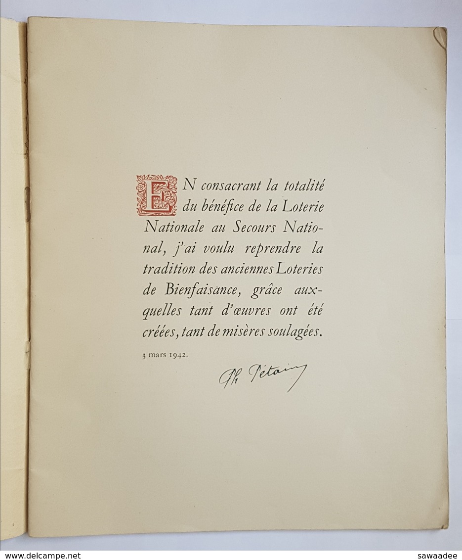 PLAQUETTE - LA LOTERIE CREATRICE 1943 - MARCEL CHARPAUX - ILLUSTRATIONS : M. PICHARD - PETAIN - 32 PAGES - Lottery Tickets