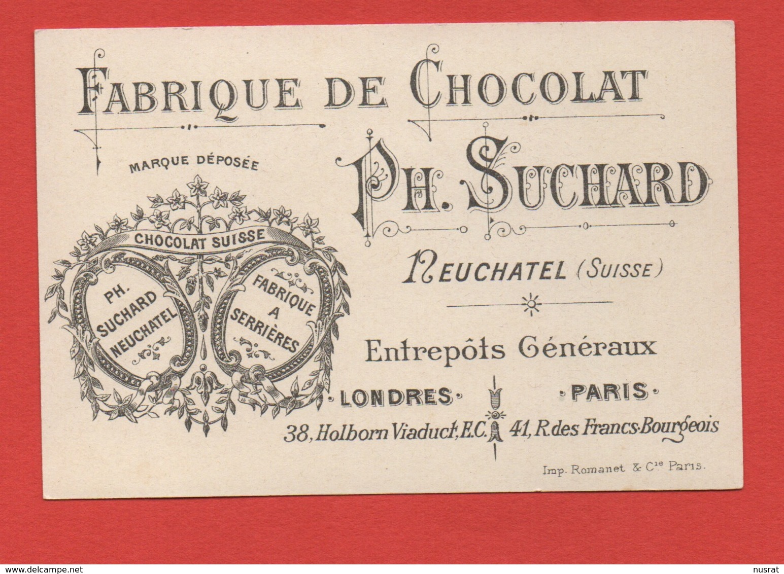 Chocolat Suchard, Neuchatel, Jolie Chromo Mât De Cocagne, Fête Foraine, Lith. Romanet - Suchard