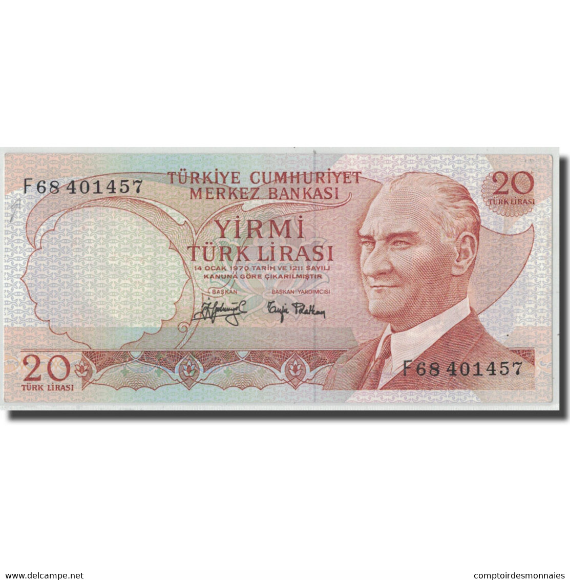 Billet, Turquie, 20 Lira, L.1970 (1974), 1970-01-26, KM:187a, SPL - Turquie