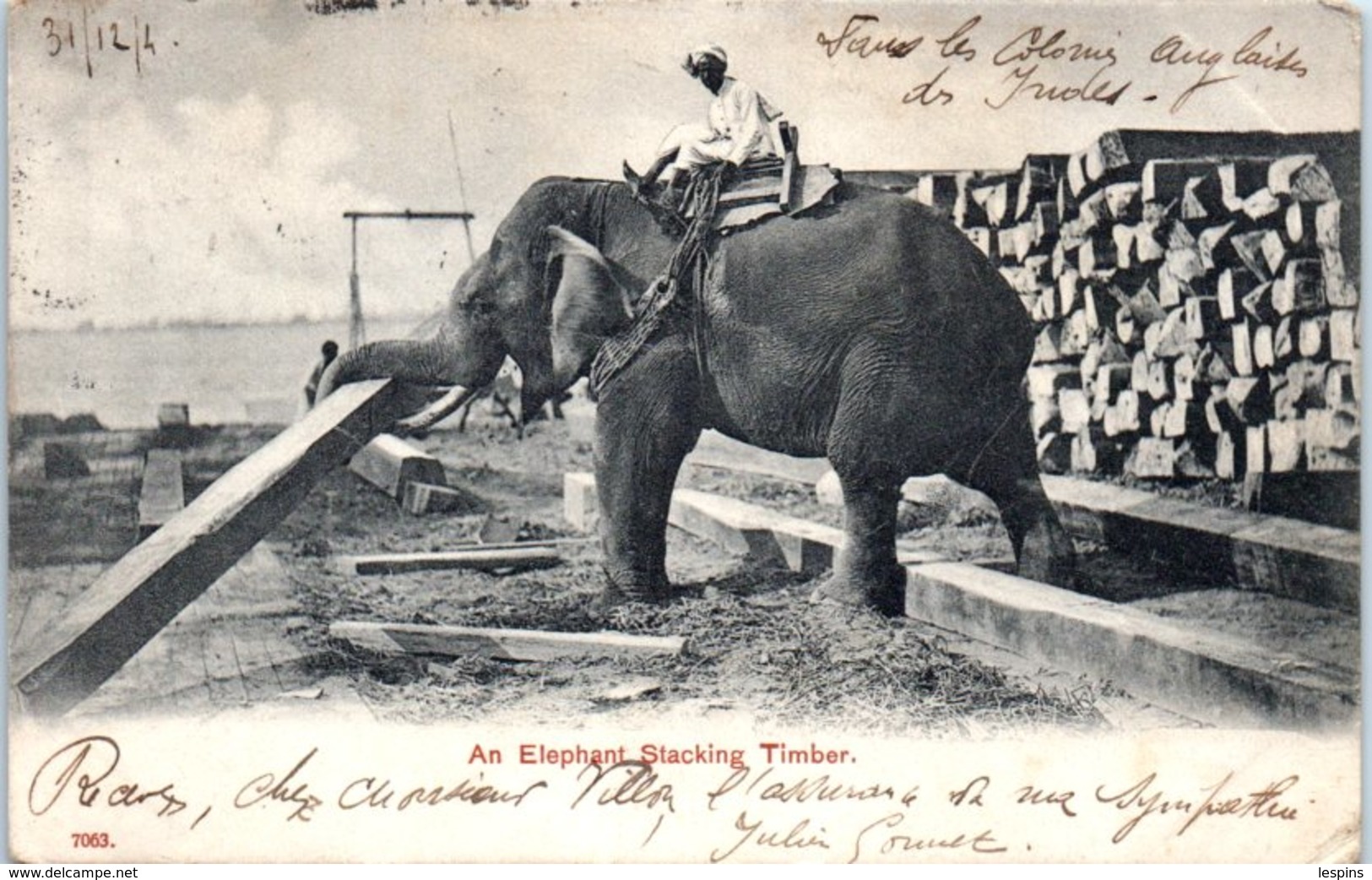 ASIE - INDE -- An Elephant  Stacking Timber - Inde