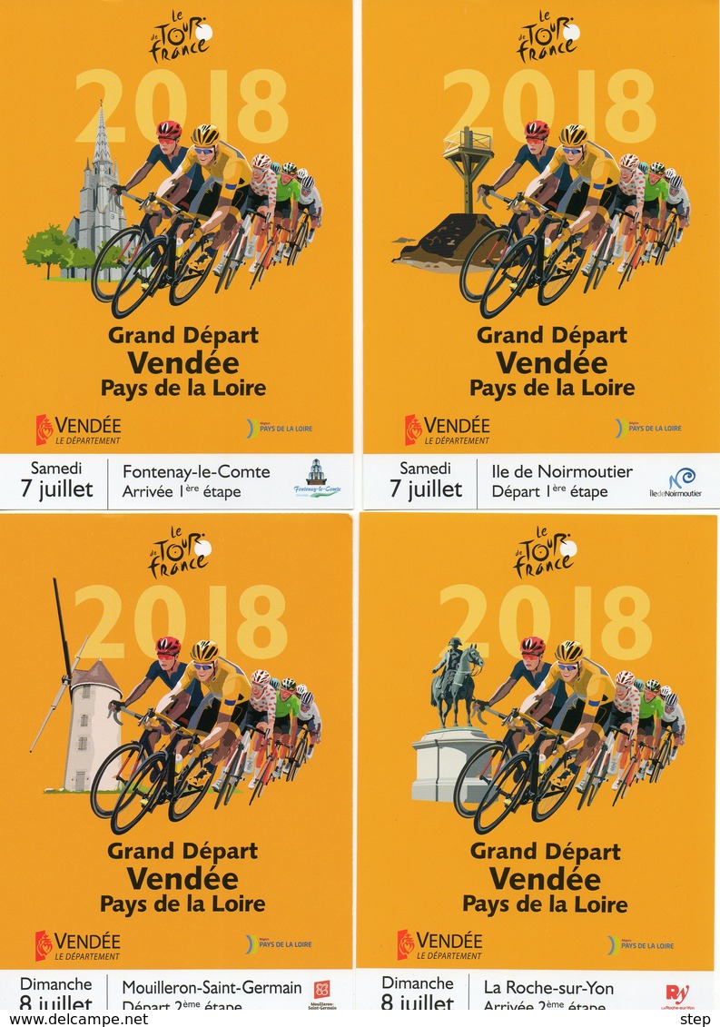 VENDEE : CYCLISME Série De 4 CARTES POSTALES GRAND DEPART DU TOUR DE FRANCE 2018 - Cyclisme