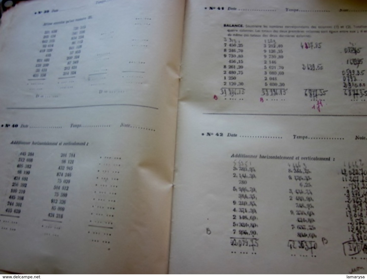 ENSEIGNEMENT TECHNIQUE COMMERCIAL CAHIER exercices FOUCHIER CALCUL RAPIDE Lambert Micheline Paris 8 Métro Villiers B1